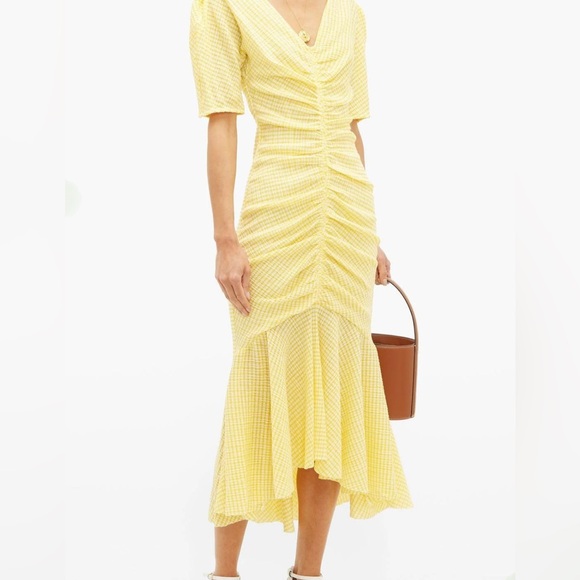 STAUD Dresses & Skirts - STAUD Yellow Midi Dress with Elegant Design